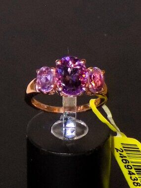 Size 5.5 Chuck Clemency 925 STS Oval Cut Amethyst Ring, Rose Gold Vermeil